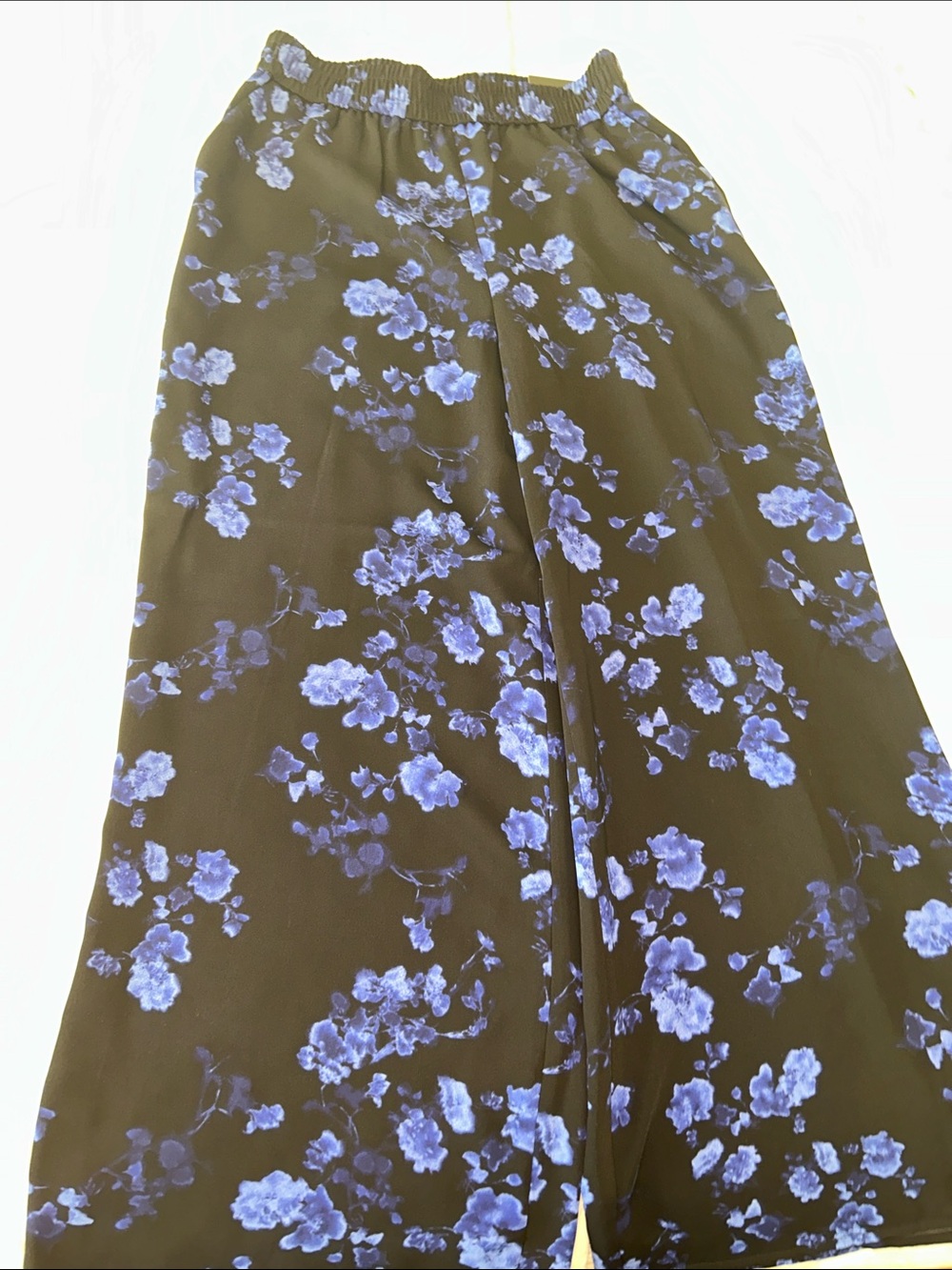 Express Black Maxi Skirt with Blue Floral Print